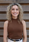 Mock Neck Top - Brown