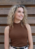 Mock Neck Top - Brown