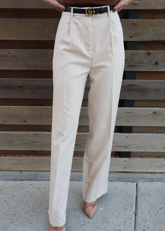 Iconic Wide Leg Pants - Beige