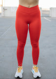 Criss Cross Leggings - Cherry Red