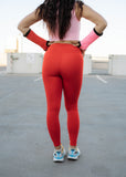 Criss Cross Leggings - Cherry Red