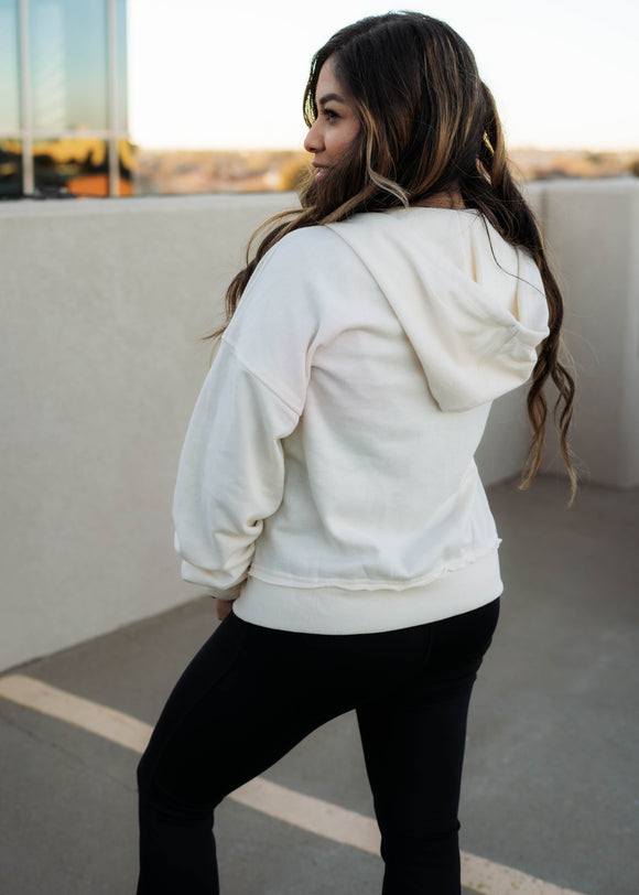 Zip Up Hoodie - Cream