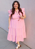 Curvy Dahlia Midi Dress - Pink