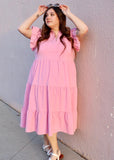 Curvy Dahlia Midi Dress - Pink